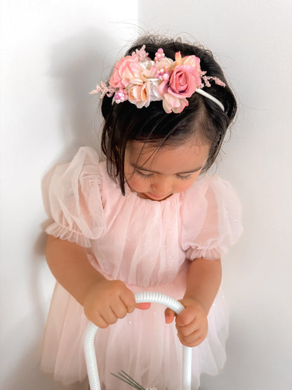 Nina Sparkle Peach Baby Girls Romper