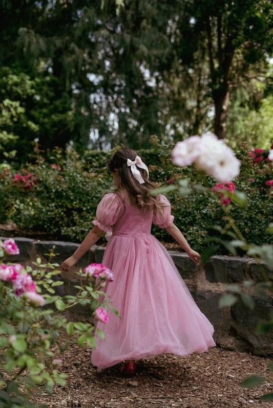 Jessica – Altrosafarbenes Kleid mit Puffärmeln